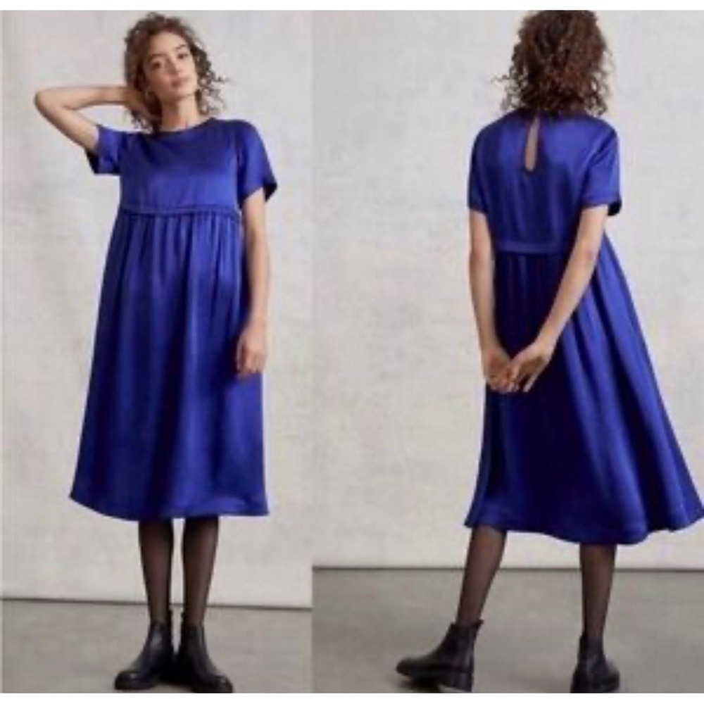 Anthropologie Maeve Jimena Dress Womens Small Royal Blue Midi Party Holiday